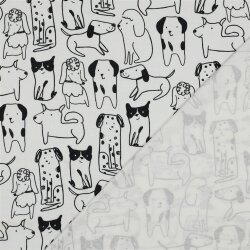 Baumwollflanell Hunde - altweiss