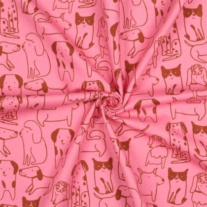Baumwollflanell Hunde - pink
