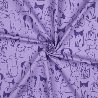 Baumwollflanell Hunde - lila