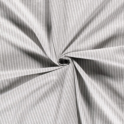 0,5 Meter - Leinen Chambray Streifen Melange - hellgrau