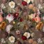 Polyester Satin Samt Romantische Blumen - braun
