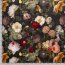 Polyester Satin Samt Romantische Blumen - schwarz