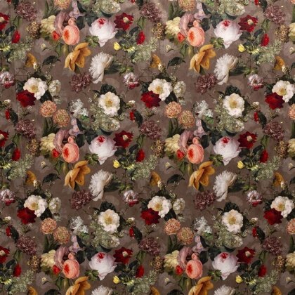 Polyester Satin Samt Kleine Blumen - braun