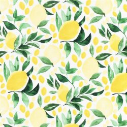 Interieurstoff  Digital Panama Zitronen - weiß