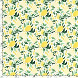 Interieurstoff  Digital Panama Zitronen - weiß