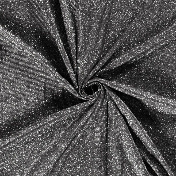 Polyesterjersey Glitzer Uni - schwarz