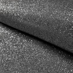 Polyesterjersey Glitzer Uni - schwarz