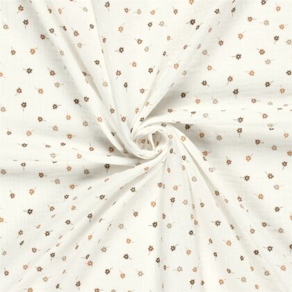 Musselin PRINTED FLOWERS - creme