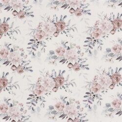 Musselin Digital Blumen - Wollweiss