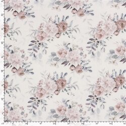 Musselin Digital Rosen - wollweiss