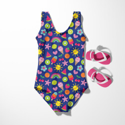 Funktions und Badeanzugstoff LSF50 Recycled RAINBOW