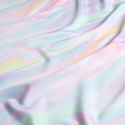 Funktions und Badeanzugstoff LSF50 Recycled Regenbogenhimmel - hellblau
