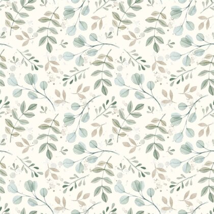 Baumwolljersey Digital Organic Blätterregen - creme