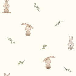 Baumwolljersey Digital Organic süße Hasen - creme