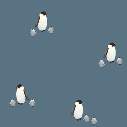 French Terry Digital Organic Pinguine - indigo