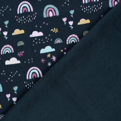 Softshell Digital Blumen und Regenbogen - nachtblau