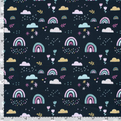 Softshell Digital Blumen und Regenbogen - nachtblau
