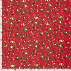 Baumwollpopeline Foliendruck Weihnachtsdeko - rot