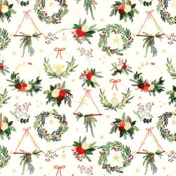 Baumwollpopeline Foliendruck Weihnachtsdeko - creme