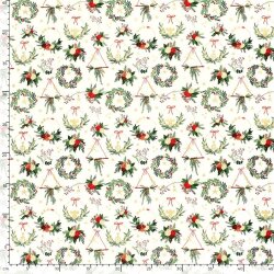Baumwollpopeline Foliendruck Weihnachtsdeko - creme