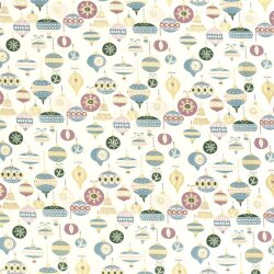 Baumwollpopeline Foliendruck Weihnachtskugeln - dunkelaltgrün - creme