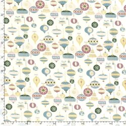 Baumwollpopeline Foliendruck Weihnachtskugeln - dunkelaltgrün - creme