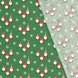 Baumwollpopeline Weihnachtsgnome - grün