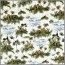 0,9 Meter - Baumwolljersey Digital Tropische Insel- creme