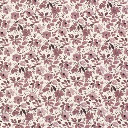 0,9 Meter - Baumwolljersey Aquarell Blumen - creme