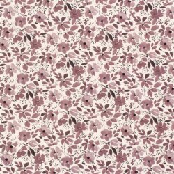 0,9 Meter - Baumwolljersey Aquarell Blumen - creme