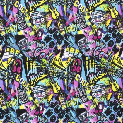0,5 Meter - Wintersweat Digital cooles Graffiti bunt