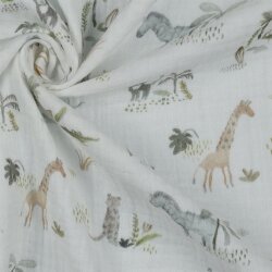 Musselin süsse Tiersafari - weiss