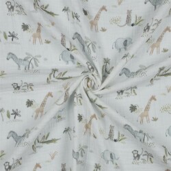 Musselin süsse Tiersafari - weiss