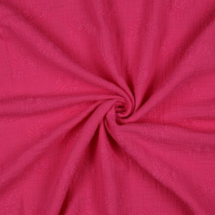 Musselin Bestickt Blumen - fuchsia