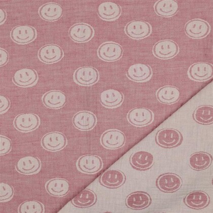 Musselin Smiley 2-Seitig - pink/creme