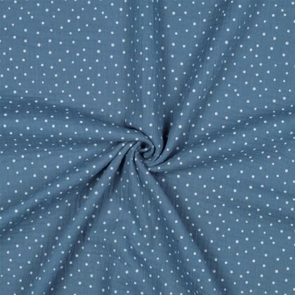 Musselin kleine Punkte - blau