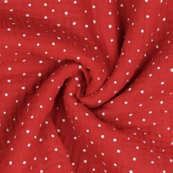 Musselin kleine Punkte - rot