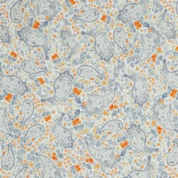 Musselin Digital Paisley - weiss/schattenblau