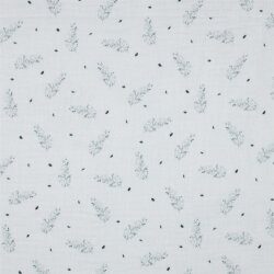 Musselin Organic Digital Blätter - weiss