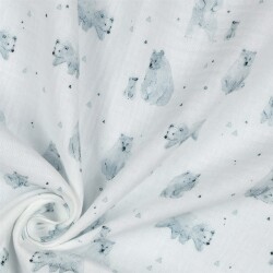 Musselin Organic Digital Bären - weiss
