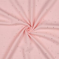 Musselin Gold Striche - hellpink