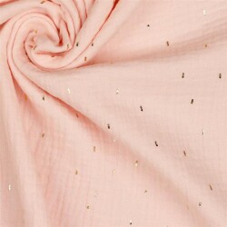 Musselin Gold Striche - hellpink