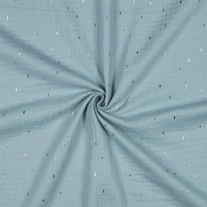 Musselin Gold Striche - cyanblau