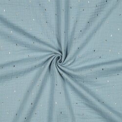 Musselin Gold Striche - cyanblau