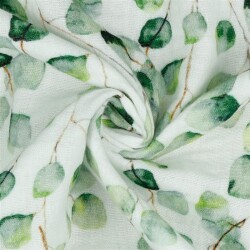 Musselin Organic Digital Eukalyptus - weiß