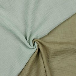 Doppelseitiger Musselin Organic - nilblau/taupe