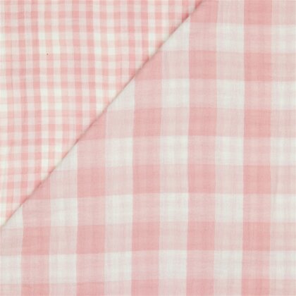 Doppelseitiger Musselin CHECKS - altrosa