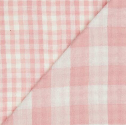 Doppelseitiger Musselin CHECKS - altrosa
