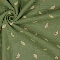 Musselin Organic Melonenstücke - moosgrün