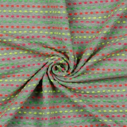 Baumwolljersey Neon  Punktekette - grau meliert